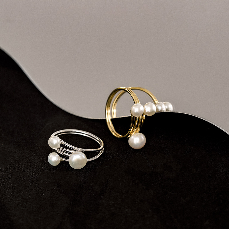 Anillo Redondo De Perla De Plata