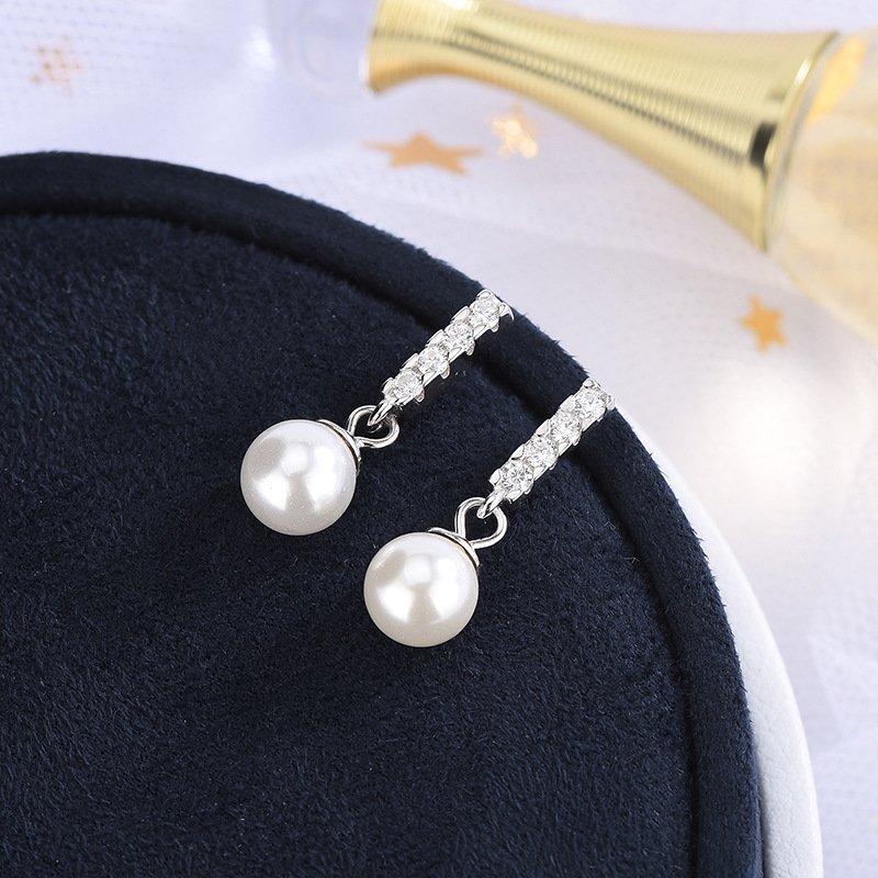 Pendientes De Perlas De Plata Y Diamantes