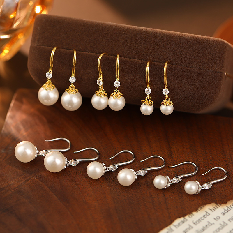 Pendientes De Perlas De Plata Y Diamantes