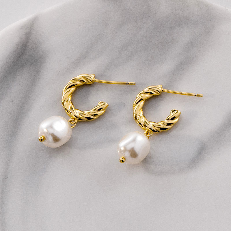 Pendientes De Aro Con Perla De Plata
