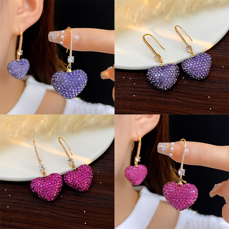 Pendientes De Corazón De Diamantes De Cobre