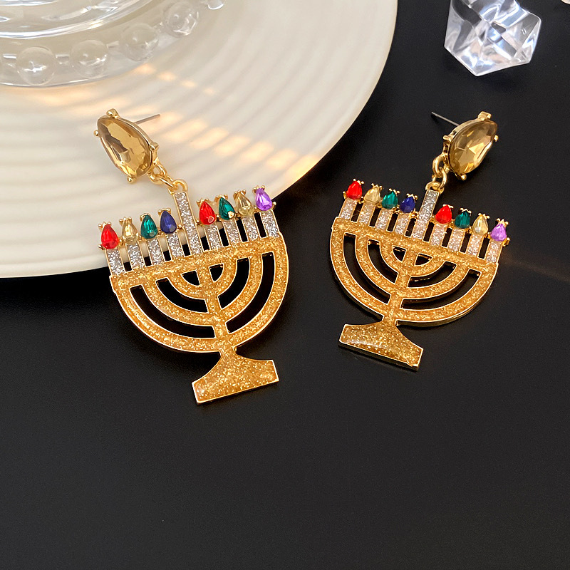Pendientes De Candelabro De Cobre Y Diamantes