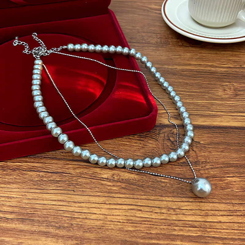 Collar Doble Con Cuentas De Perlas