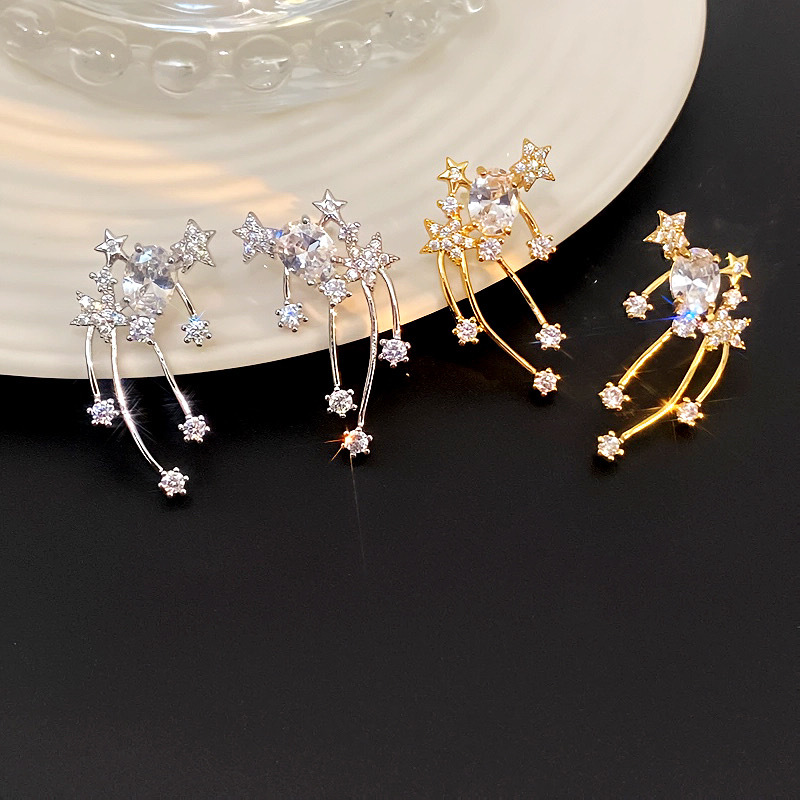 Pendientes De Estrella Irregular Con Diamantes De Cobre