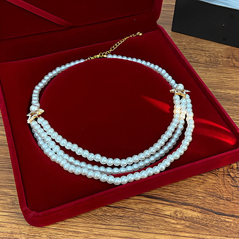 Collar Multicapa Con Cuentas De Perlas