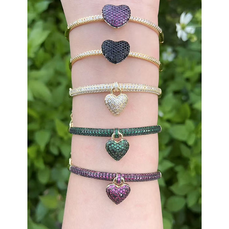 Pulsera De Corazón De Diamantes De Cobre