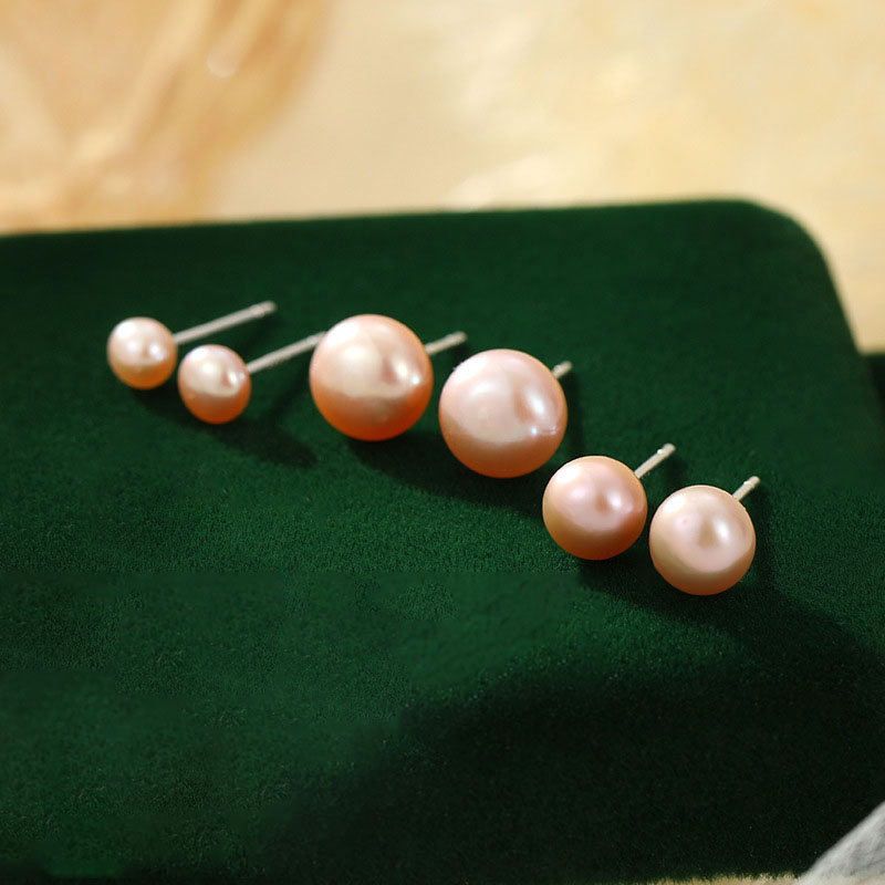 Pendientes De Perlas Redondas De Plata