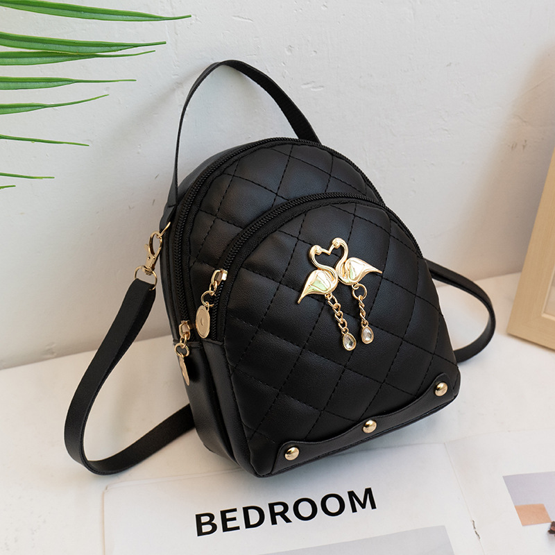 Mochila De Gran Capacidad Con Estampado De Diamantes De Pu