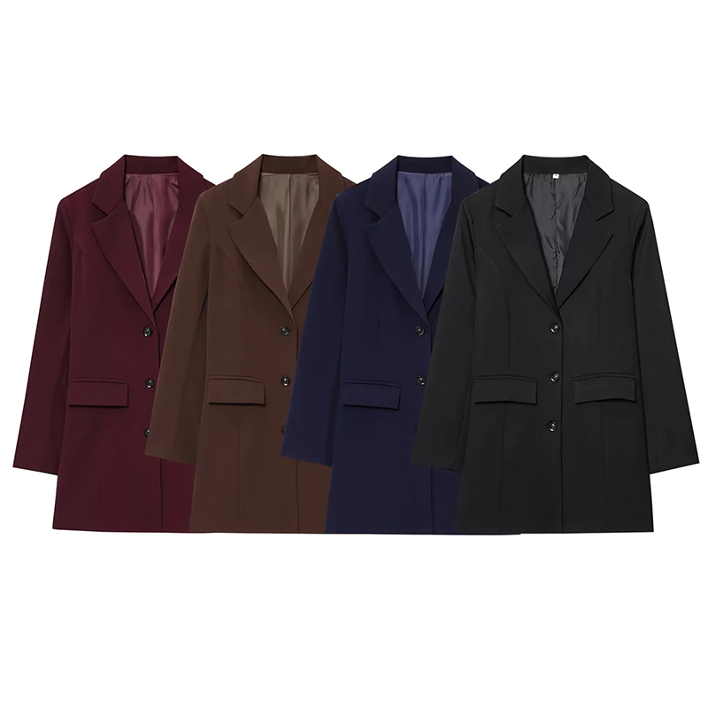 Blazer De Poliéster Con Bolsillo De Solapa