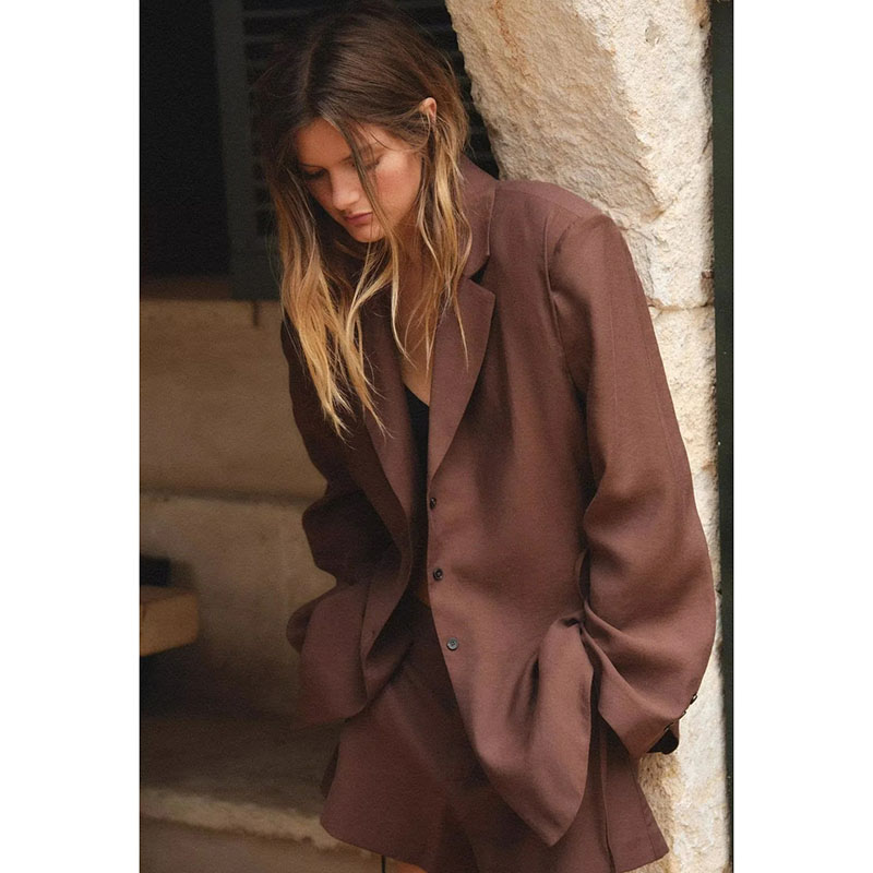 Blazer Con Solapa De Lazo Tejido