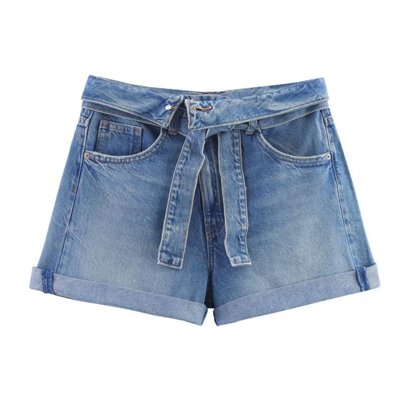 Shorts Vaqueros De Poliéster Con Cordones