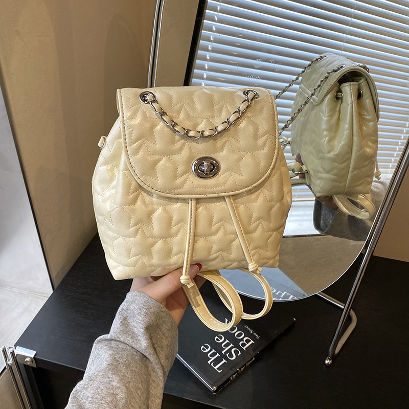 Mochila De Pu De Gran Capacidad Con Bordado De Estrella De Cinco Puntas
