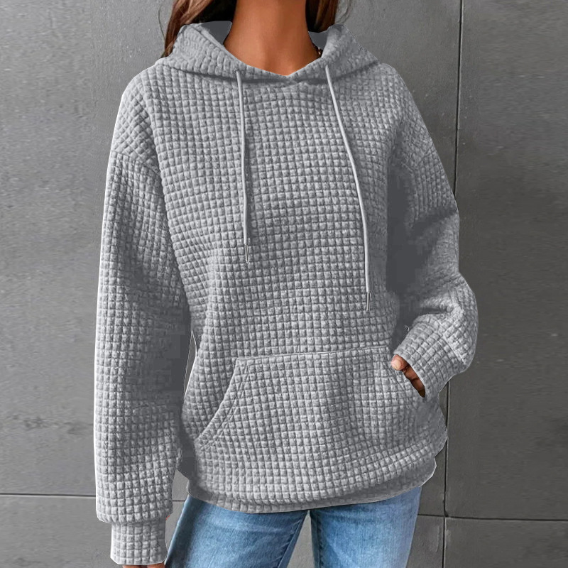 Sudadera De Manga Larga Con Capucha Y Diseño De Gofre