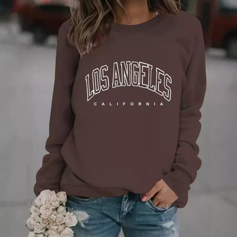 Sudadera De Algodón Con Cuello Redondo Y Manga Larga Con Estampado De Letras