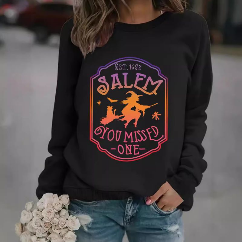 Sudadera De Algodón Con Cuello Redondo Y Manga Larga Estampada