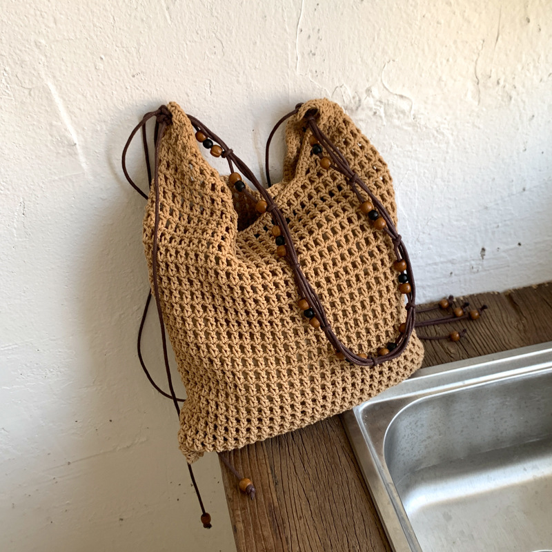 Bolso De Hombro Hueco Tejido De Gran Capacidad
