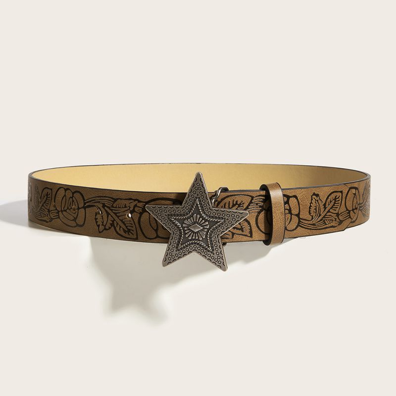 Cinturón Ancho Con Textura Y Broche De Estrella
