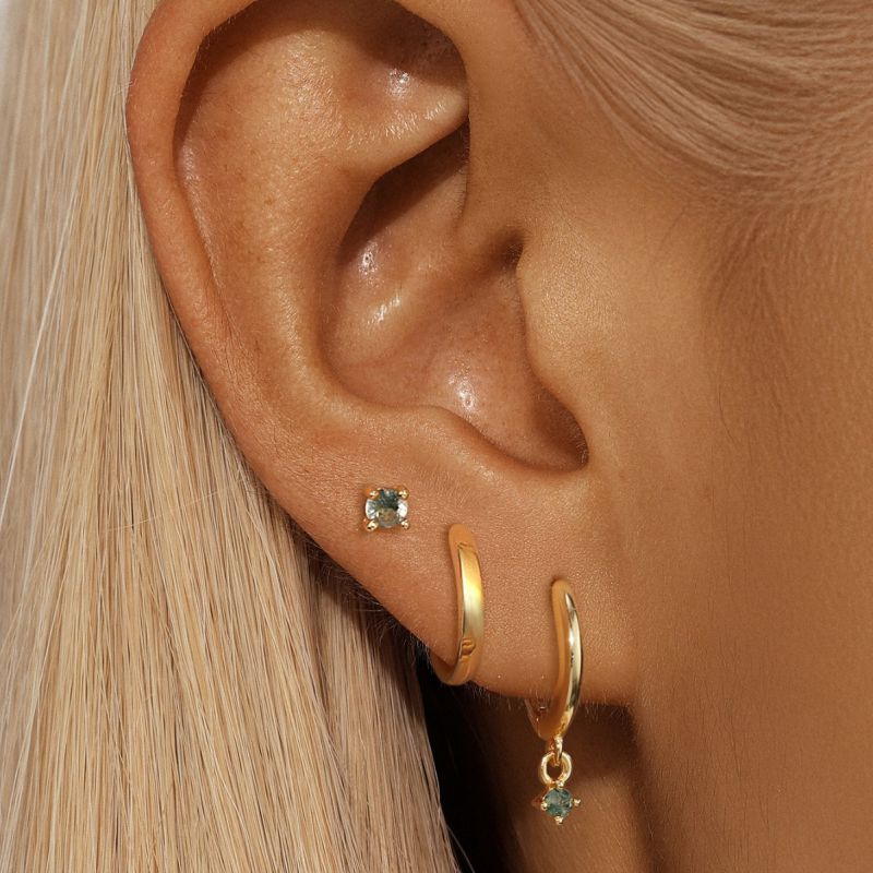 Conjunto De Pendientes Geométricos De Plata Diamantes Y Ágata.