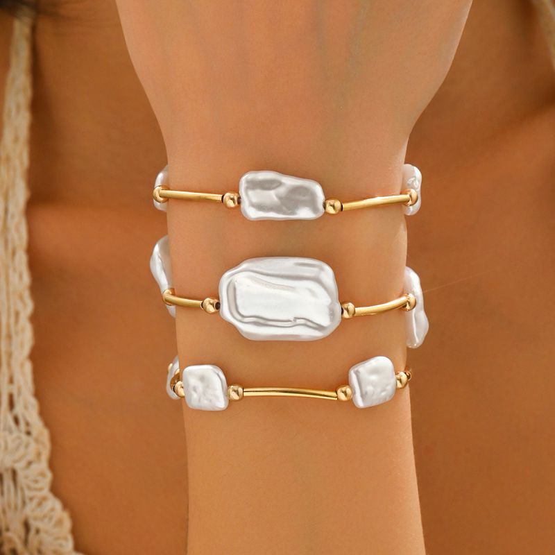Conjunto De Pulseras De Perlas Irregulares