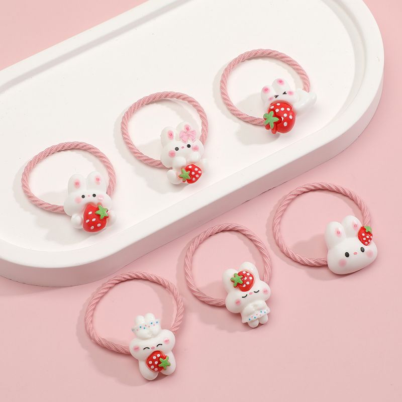 Juego De Anillos Para El Cabello De Resina Con Dibujos De Conejos De Fresa Para Niños