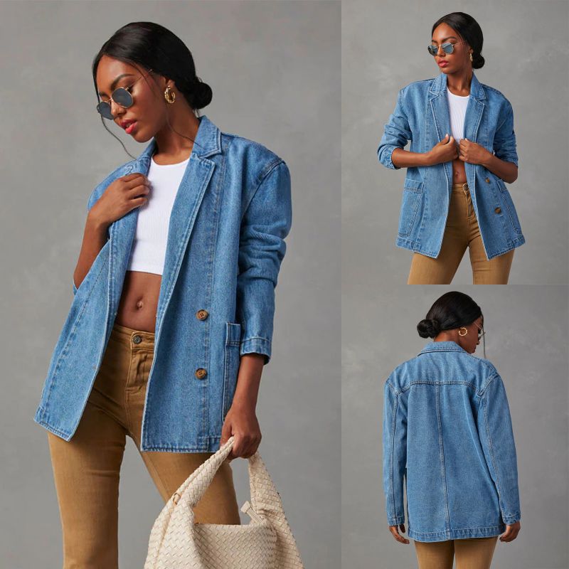 Chaqueta De Traje Vaquera Con Solapa