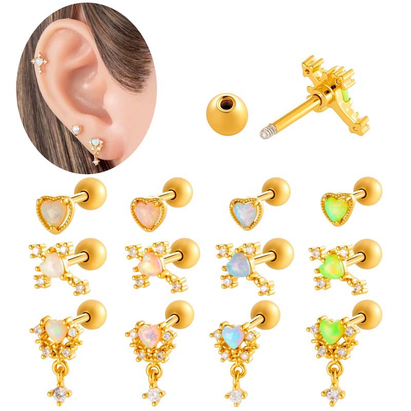 Pendientes De Metal Con Forma De Corazón Y Cruz Geométrica (individuales)