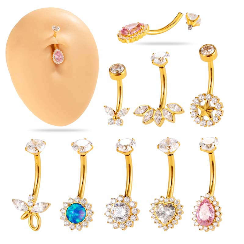 Piercing Para El Ombligo En Forma De Mariposa. Estrella De Cinco Puntas. Corazón Y Lágrima Con Diamantes De Aleación
