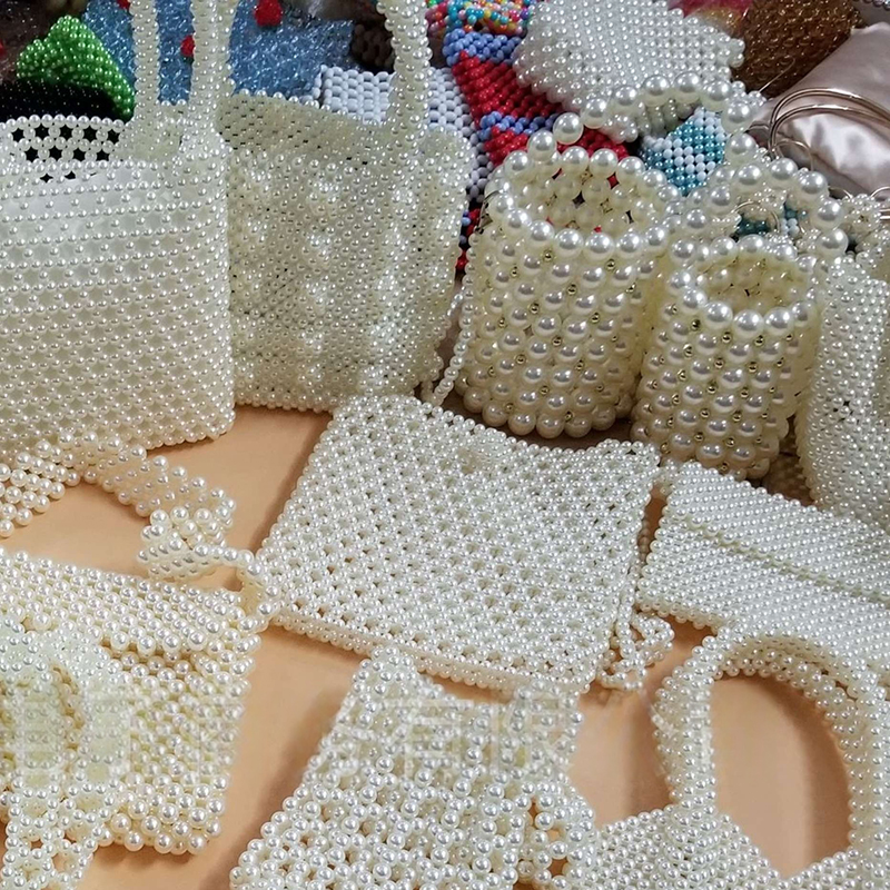 Bolso Bandolera Tejido Con Cuentas De Perlas
