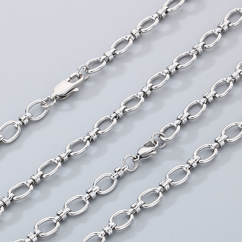 Pulsera De Collar Con Cadena Geométrica De Acero Y Titanio Para Hombre
