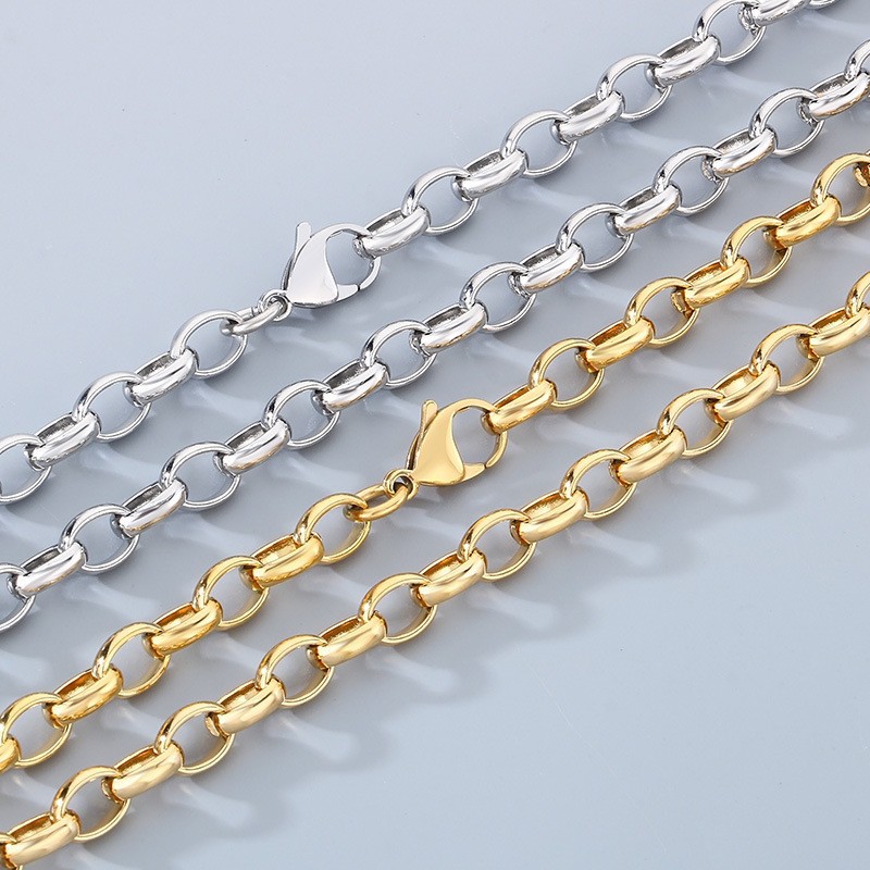 Pulsera De Collar Con Cadena Geométrica De Acero Y Titanio Para Hombre