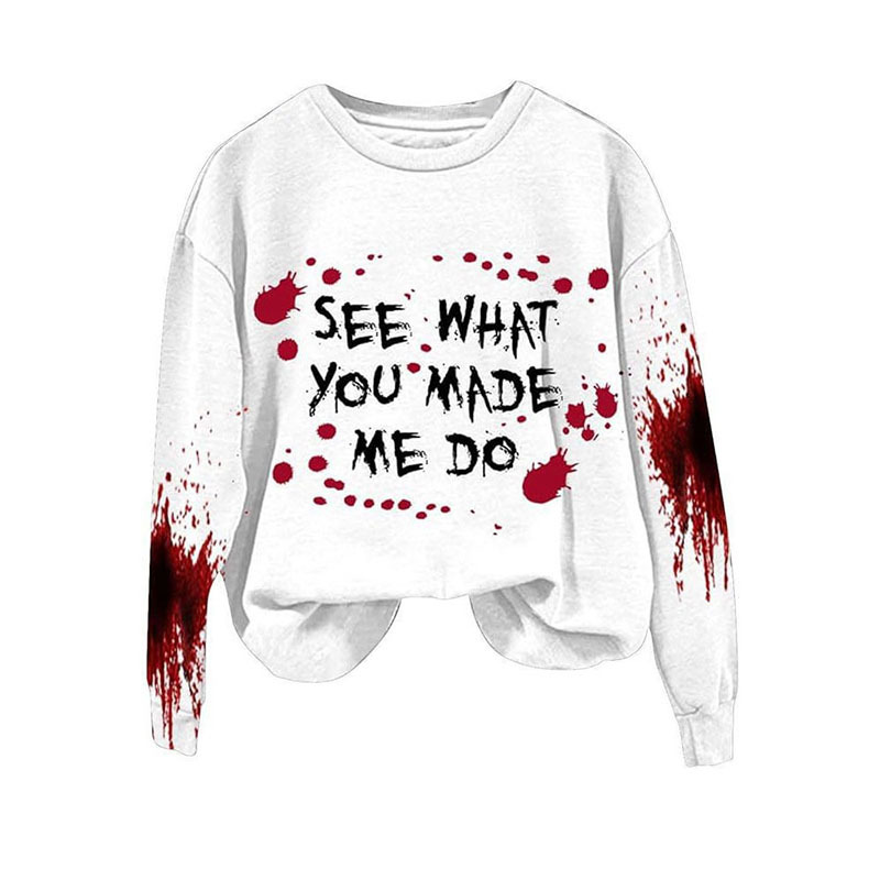 Sudadera Estampada De Manga Larga Y Cuello Redondo