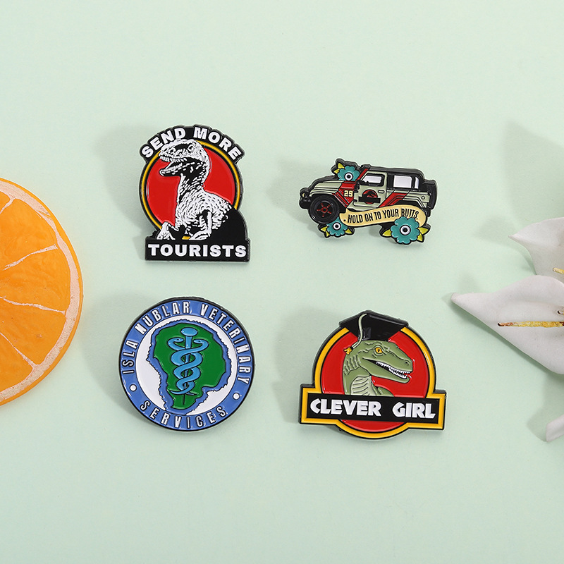 Broche De Aleación Con Forma De Autobús Y Dinosaurio