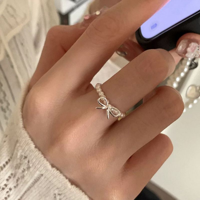 Anillo De Lazo De Perla De Aleación