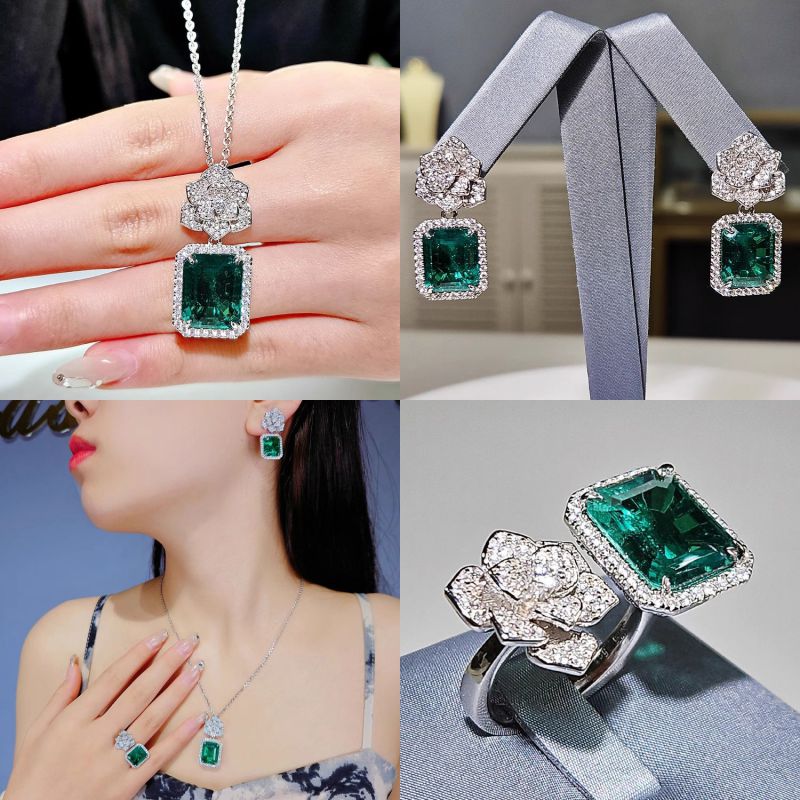 Anillo De Flor Cuadrada De Cobre Y Diamantes