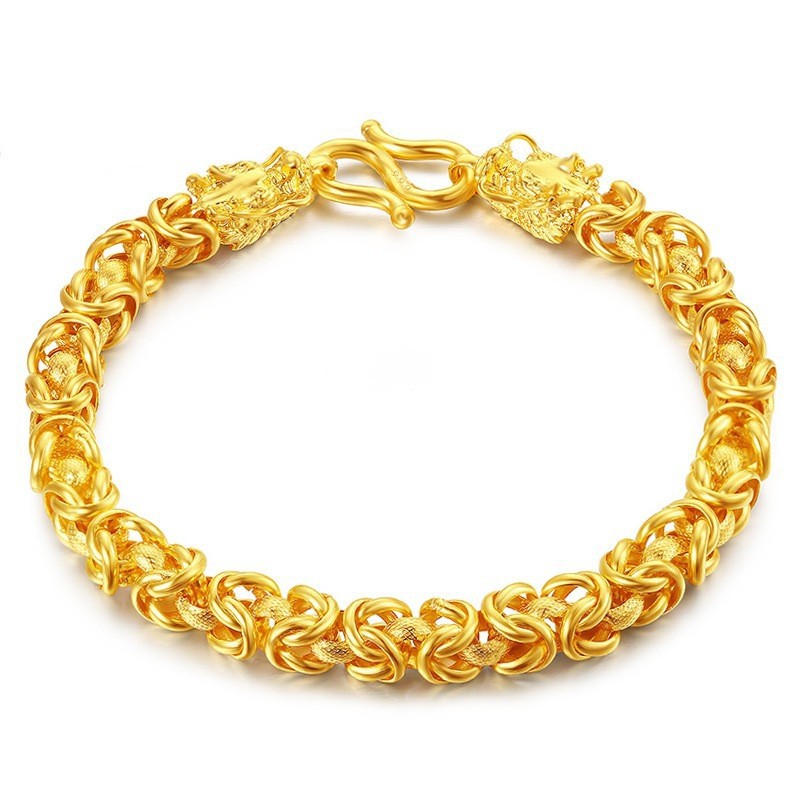 Pulsera De Cobre Con Cabeza De Dragón Geométrica Para Hombre