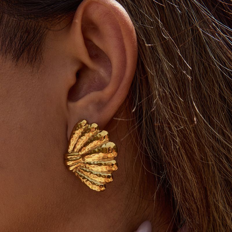 Pendientes Plisados De Acero Inoxidable