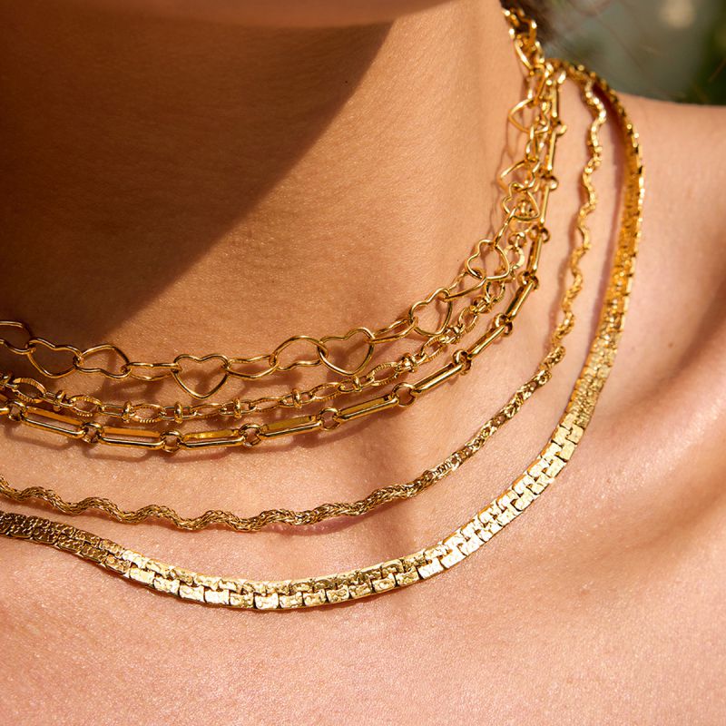 Collar De Cadena Geométrica De Acero Inoxidable