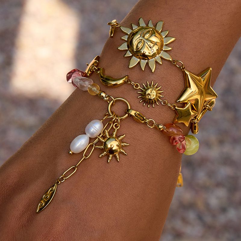 Pulsera Luna Sol De Acero Inoxidable