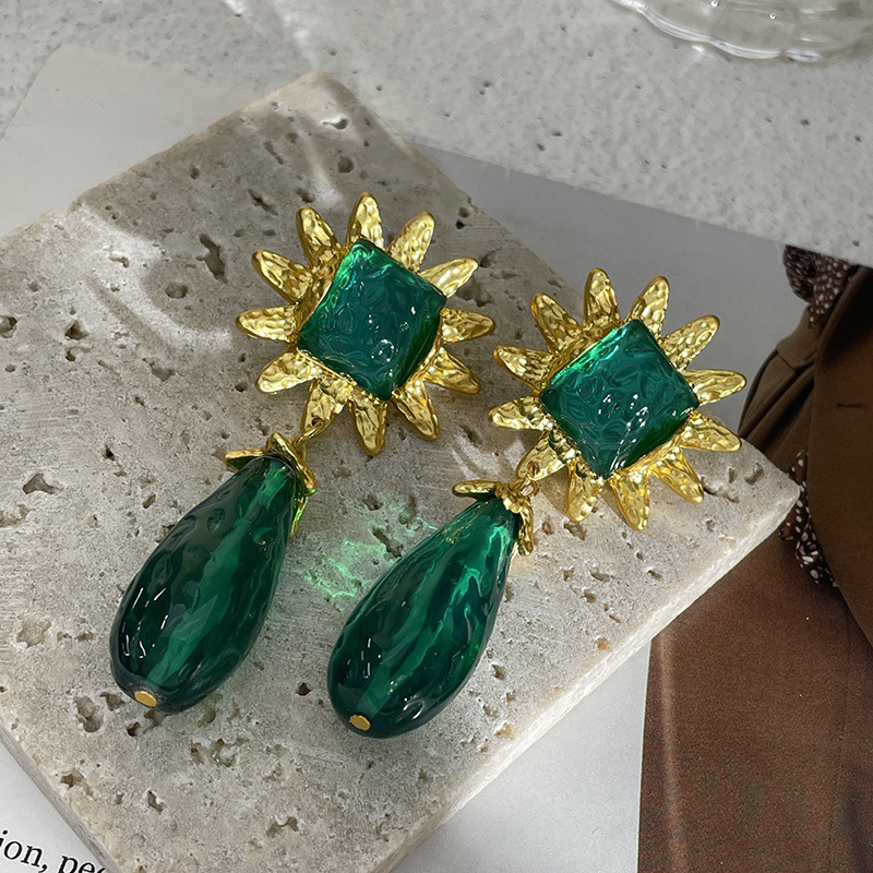 Pendientes De Aleación Con Forma De Lágrima De Diamantes