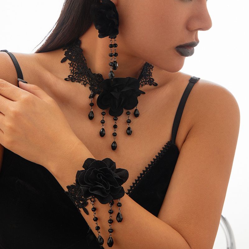 Pulsera De Aleación Con Encaje De Rosas