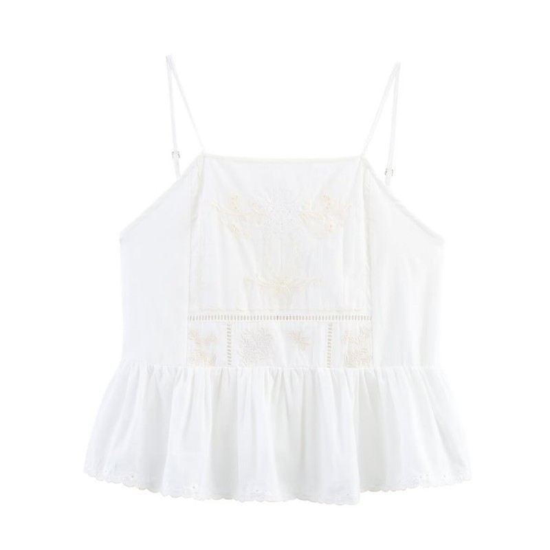 Camisola De Encaje Bordado De Poliéster