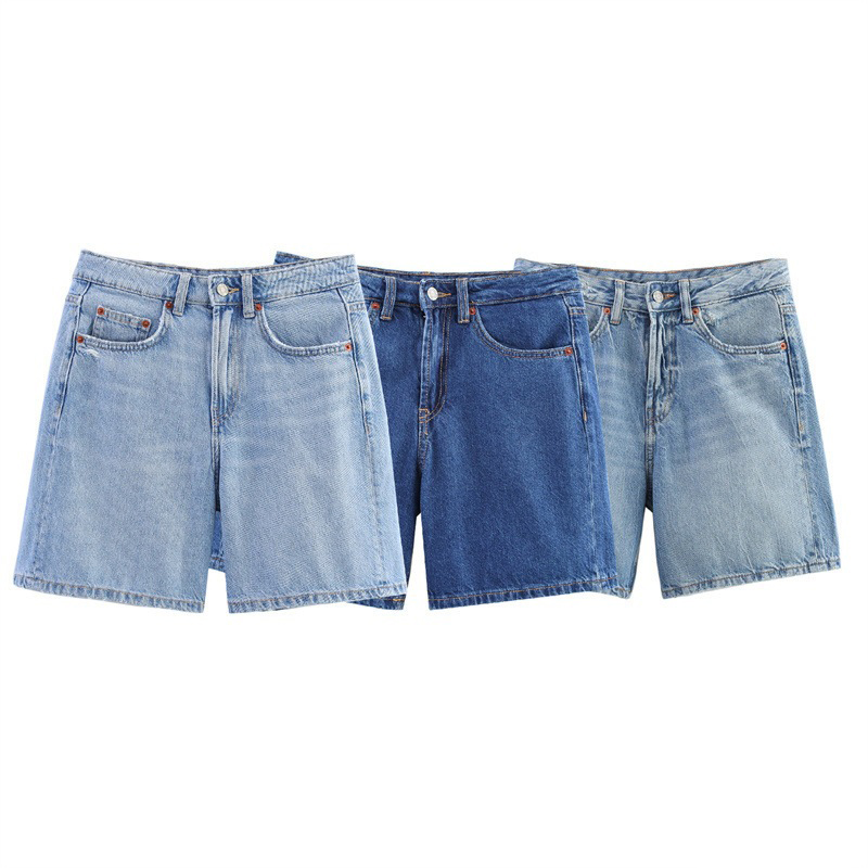 Pantalones Cortos Vaqueros De Tiro Medio