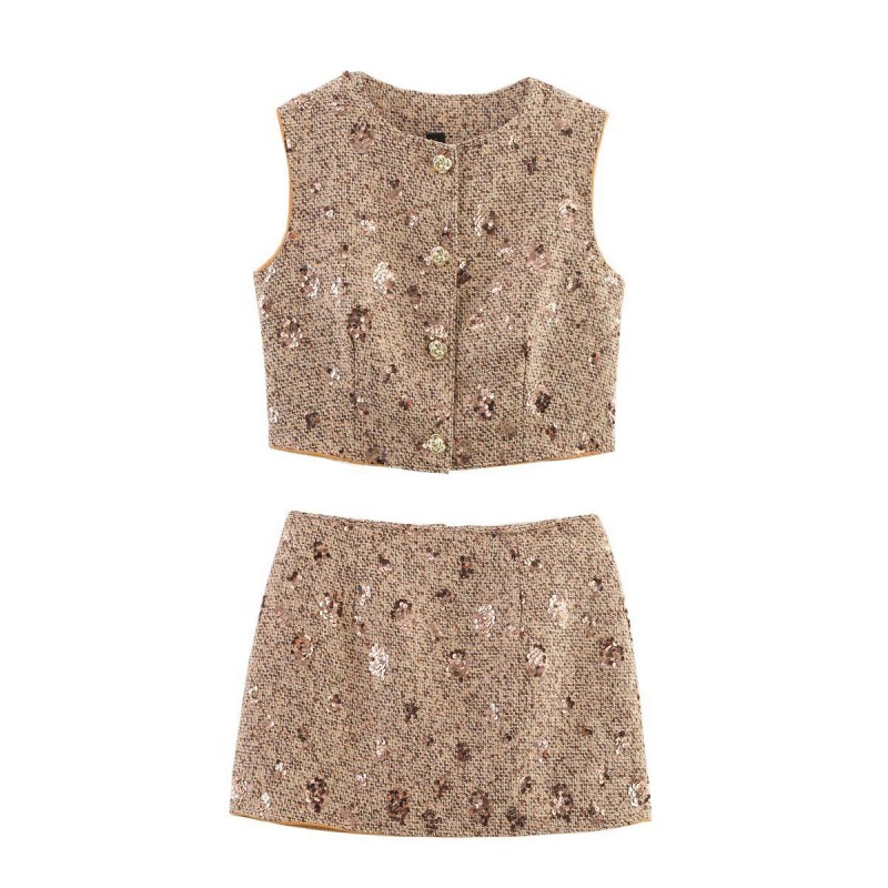 Conjunto De Falda Sin Mangas Con Lentejuelas