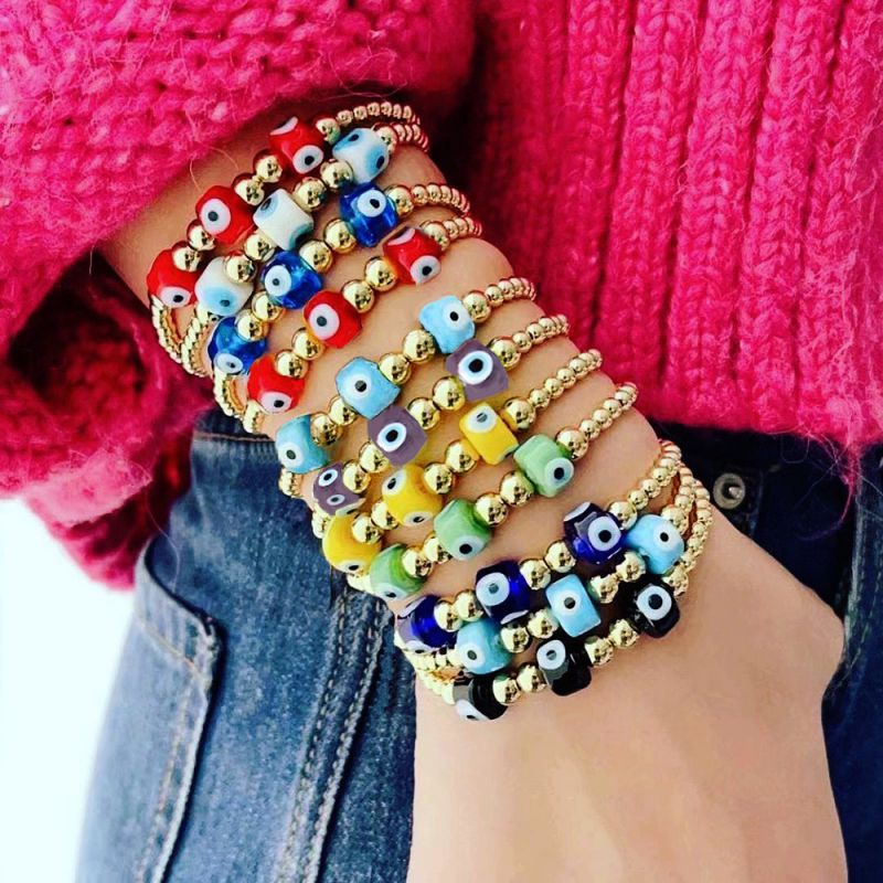 Pulsera De Cuentas De Ojo De Resina