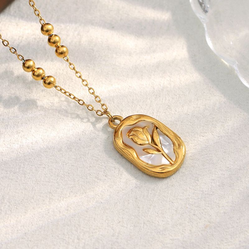 Collar Con Colgante De Rosa De Acero Inoxidable