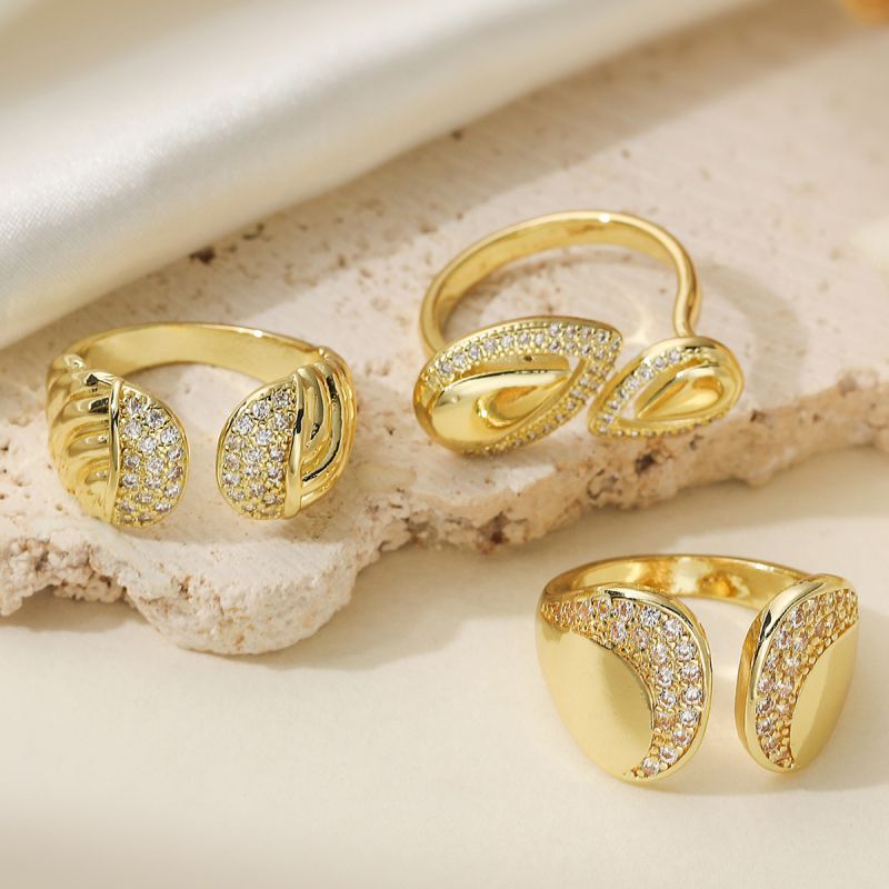Anillo Redondo Con Textura De Lágrima De Diamante De Cobre