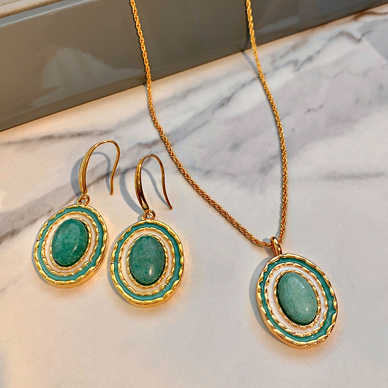 Pendientes Ovalados De Amazonita