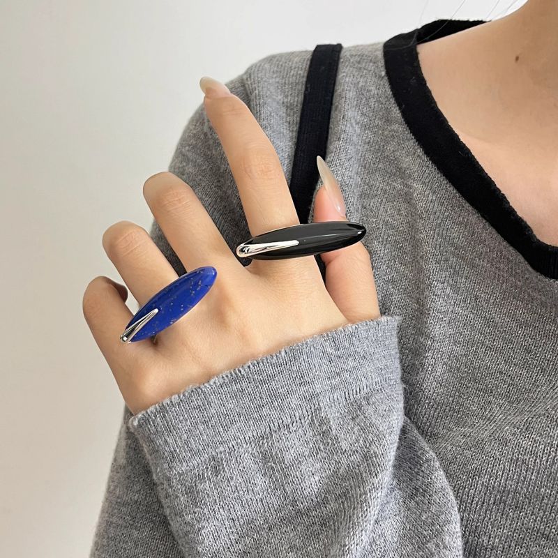 Anillo Redondo De Ágata Lapislázuli