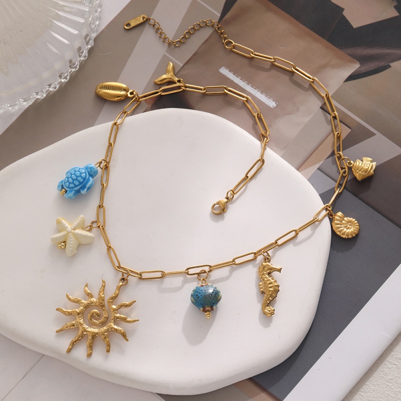 Collar De Sol De La Serie Océano De Acero Y Titanio