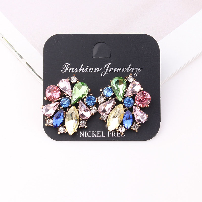 Pendientes De Flores De Aleación Con Diamantes